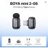 BOYA mini 2-06 Wireless Lavalier Microphone for iPhone 15-17/Android,Noise Cancellation,App Control, 48kHz/24-Bit, 6H Battery Mini Mic for Video Recording Interview Vlog (1TX + USB-C RX) - Black